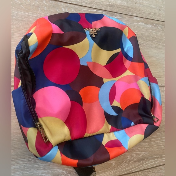 Poaba anti theft backpack - color block pattern  - hidden pockets - Picture 2 of 6